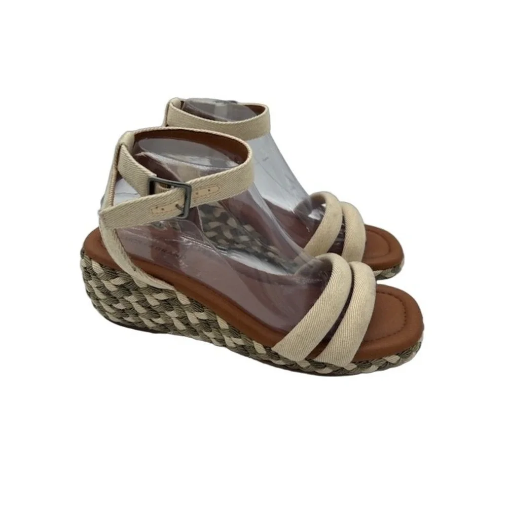 Lucky Brand Naylicia Wedge Sandals Women's Size 8.5 M Beige Espadrille